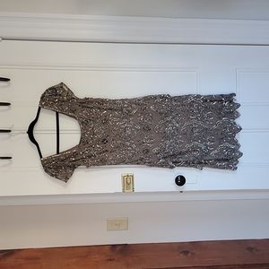 Pizarro Nights beaded and sequined brown dress, size 4
